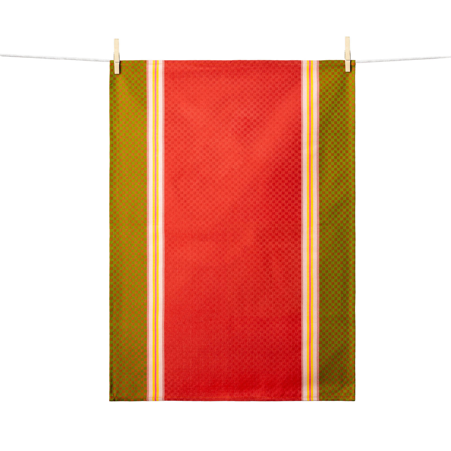 Torchon traditionnel pays basque aux couleurs du piment.