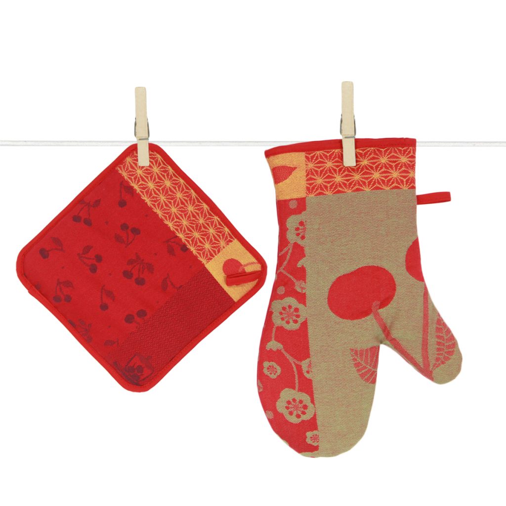 CERISES OVEN GLOVE AND POTHOLDER