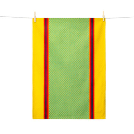 Torchon vert et jaune a petits carreaux