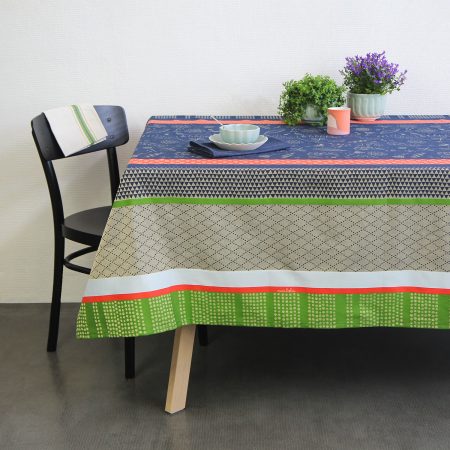 Nappe jacquard Mini Labo vert bleu made in france
