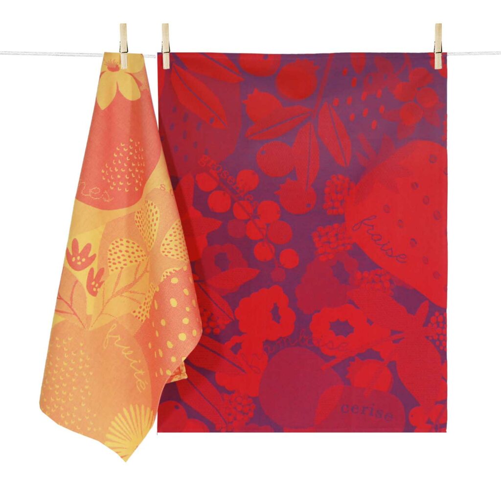 COFFRET 2 TORCHONS AGRUMES et FRUITS ROUGES