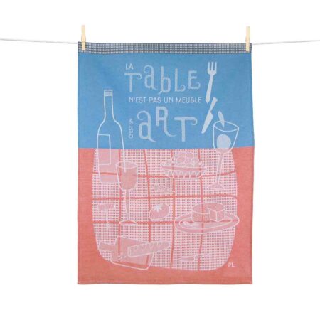 Torchon orange. La table est un art. Design et tissage français.